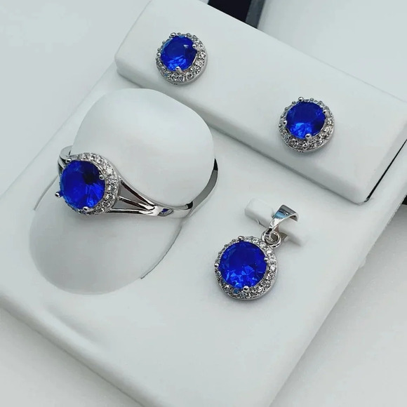 "925 Sterling Silver Cubic Zircon Birthstone Jewelry Set, UU1P7A7074 - Picture 5 of 9